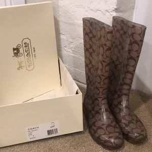 Coach Khaki/Brown Rain Boots